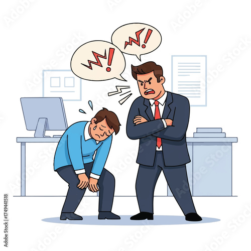 The boss exerts pressure the to the staff member.