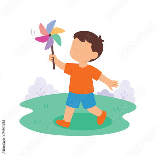 Pin Wheel, Colorful pinwheel symbolizing renewable wind energy