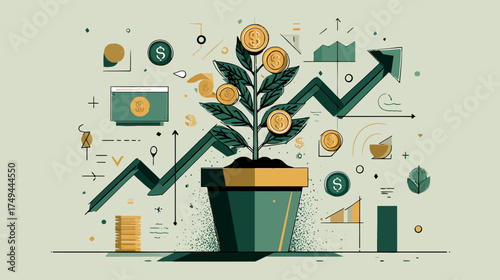 Growing Plant Symbolizing Financial Growth in a Modern Business Environment