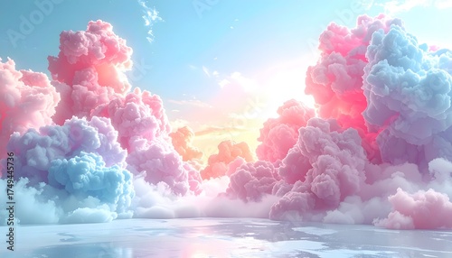 Wallpaper Mural Fantasy sky landscape with cotton candy colored clouds high resolution photo Torontodigital.ca