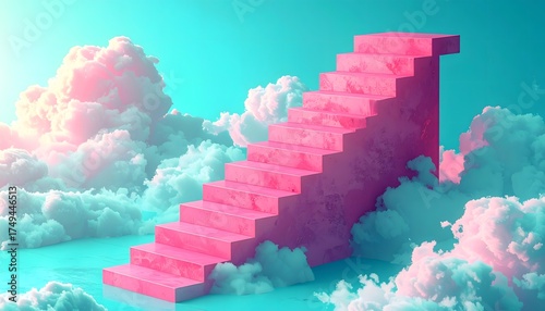 Wallpaper Mural Minimal pastel architecture design with floating steps high resolution photo Torontodigital.ca
