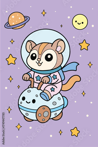 Cute Astronaut Sugar Glider Space