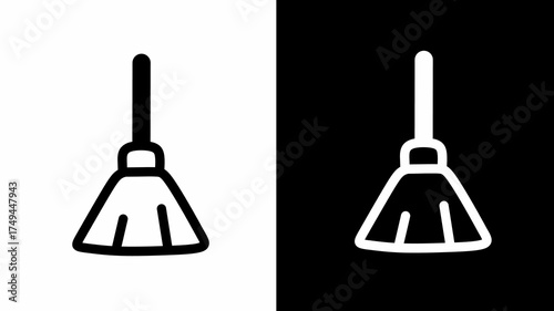 Broom Icon Set, Cleaning Symbol, Housekeeping Vector Illustration