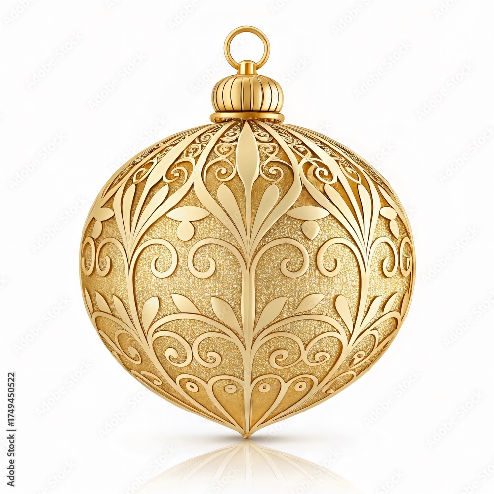 Fototapeta premium Golden Christmas ornament ball with pattern design