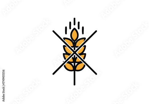 Gluten free symbol promoting healthy eating and dietary restrictions for food packaging and product labeling in a modern minimalist design for wellness brands