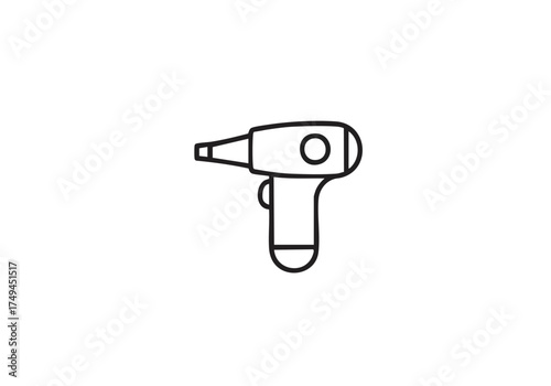 Sleek hair dryer line art for modern beauty designs, fashion layouts, and minimalist spa branding, perfect for wellness blogs and salon marketing materials