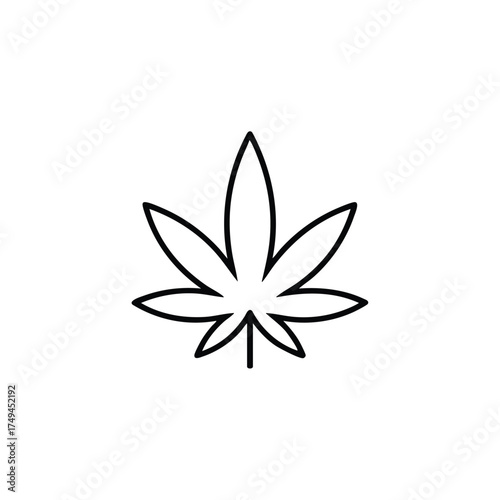 Simple cannabis leaf outline for modern designs, perfect for wellness brands and eco-friendly products with a clean, minimalist aesthetic