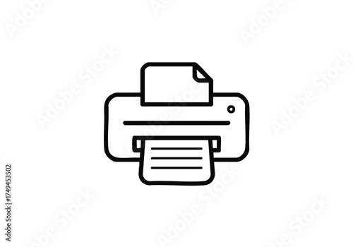 Streamlined printer icon for efficient document workflow and modern office technology branding, conveying simplicity and precision in communication solutions