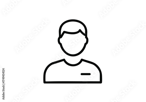 Clean minimalist line art of a man in a polo shirt, ideal for user interface design and professional corporate presentations needing simplicity