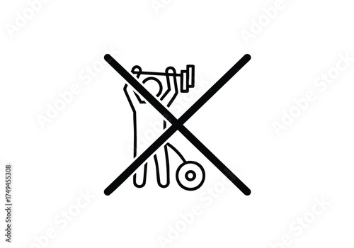 Do Not Use Symbol With Person and Rolling Device Crossed Out for Safety Guidelines and Prohibition, Ensuring Safe Operation and Preventing Harm