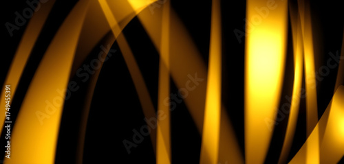  Elegant black background with gold diagonal light streaks and deep shadow layers. Sophisticated 3D luxury abstract texture with rich contrast.
