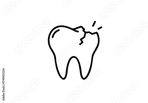 Cracked tooth illustration for dental care awareness and oral health promotions, perfect for dentists, clinics, and educational content about tooth decay