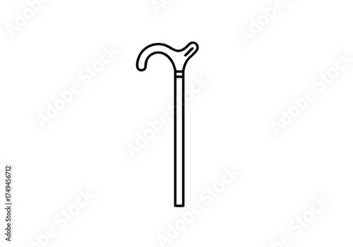 Stylish walking stick illustration for accessibility awareness campaigns and healthcare designs, demonstrating mobility aid and support with clean lines