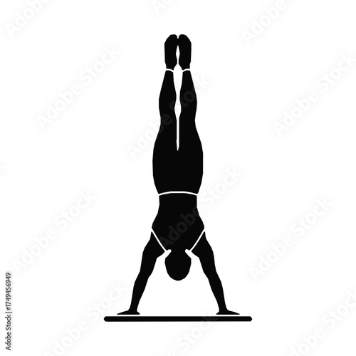 Gymnast Silhouette Handstand Exercise for Balance and Strength Training