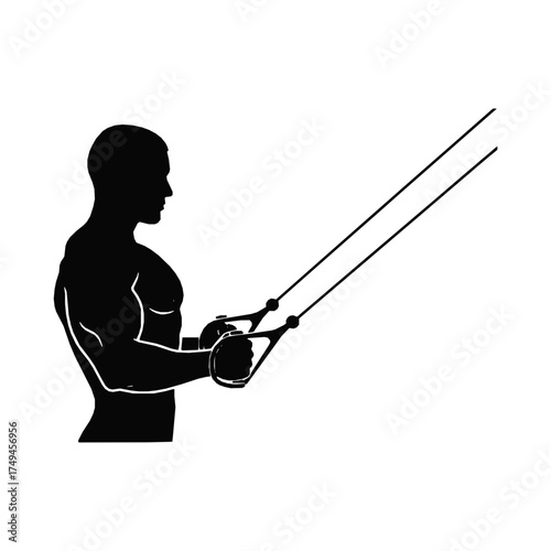 Triceps Extension Exercise Silhouette Vector Illustration for Fitness Gym Workout and Healthy Lifestyle