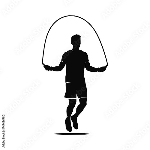Athlete Silhouette Man Jumping Rope for Fitness and Cardio Workout