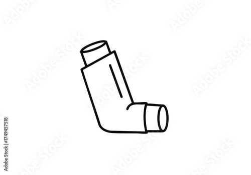 Iconic asthma inhaler, a simple line art representation for respiratory health and medical awareness, symbolizing breathing ease and treatment.