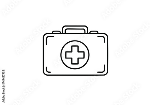 Essential medical first aid kit icon symbolizing emergency care, health, and safety preparedness for urgent situations and healthcare needs.