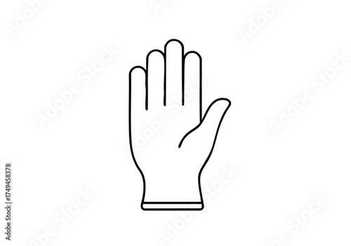 Simple outline icon representing a hand with fingers extended, a universal symbol for stop, warning, or greeting.