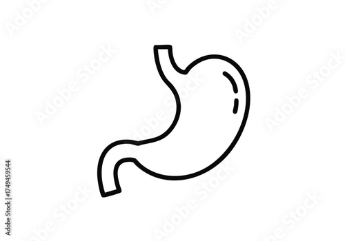 Simple line art icon representing the human stomach, perfect for health, medical, and science concepts
