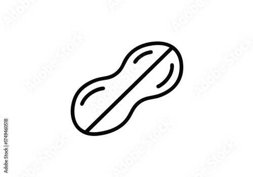 Simple peanut illustration for healthy snack concepts and vegan recipes, offering clean design for nutrition and food projects