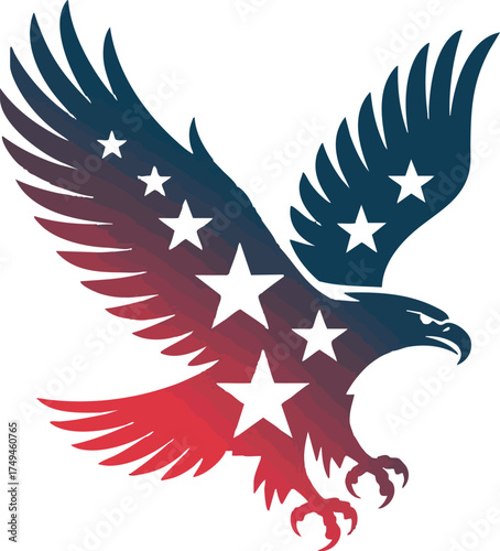 Majestic Eagle with American Flag Colors and Stars, Symbol of Freedom
