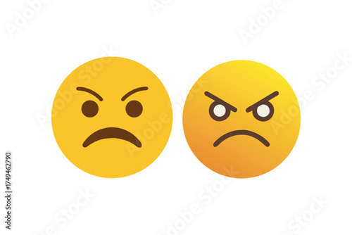 Two yellow faces displaying frustrated expressions a simple graphic silhouette