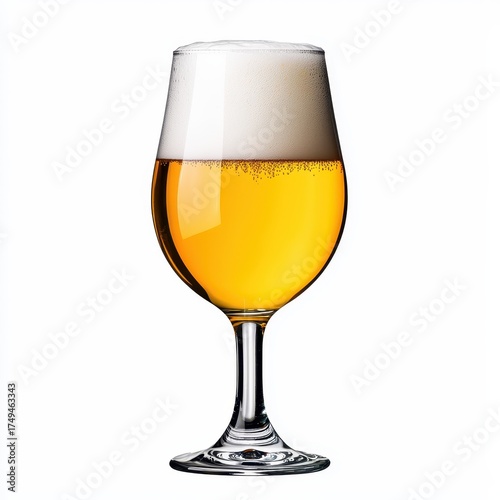 Pale Golden Beer with Thick White Head in a Stemmed Glass