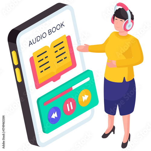 Creative design illustration of audiobook