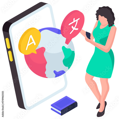      Vector design of language translation app illustration