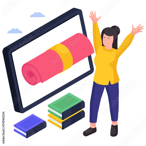 Editable design illustration of online degree 