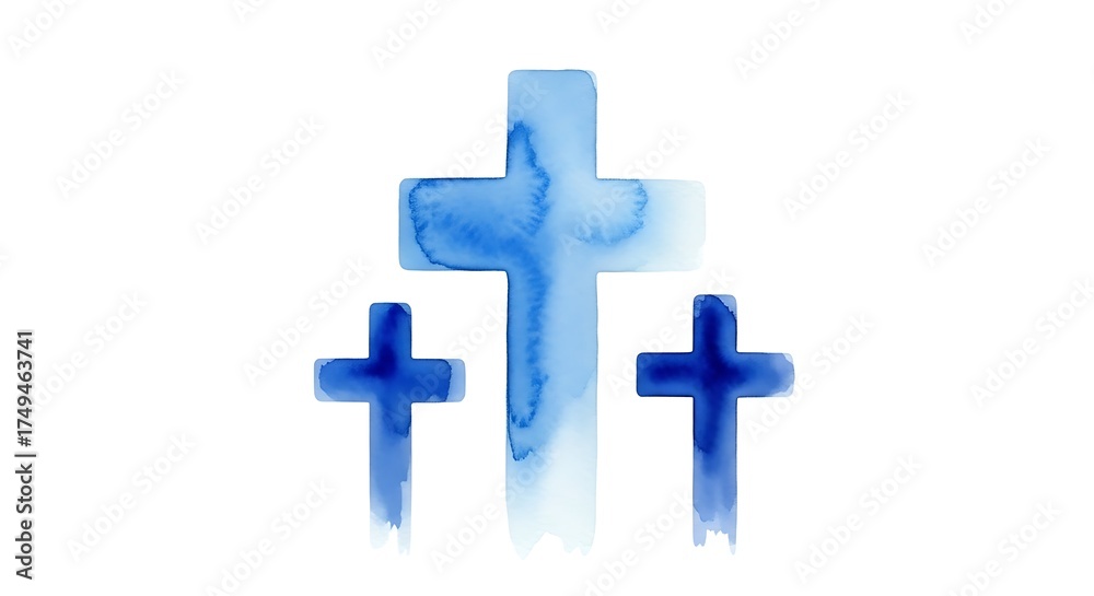 Obraz premium Watercolor Crosses - A Symbol of Faith and Spirituality.