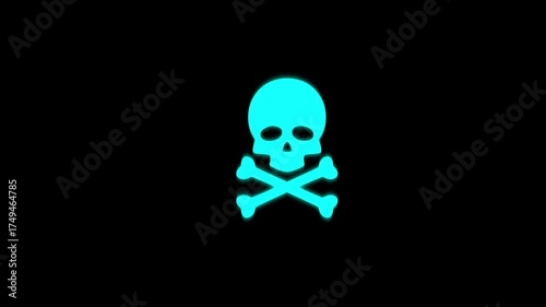 Abstract Skull and Crossbones Icon Animation for Danger Warning. Abstract Skull and Crossbones Icon Animation for Danger Warning.
