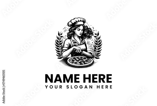 Classic Pizza Chef Logo Design Perfect for Pizzerias, Restaurants, and Culinary Businesses