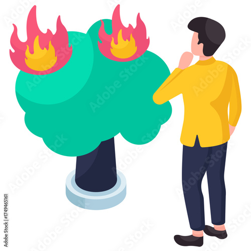Editable design illustration of forest fire