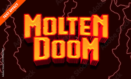 Molten doom editable text effect, fiery hell 3d typography, lava game title design