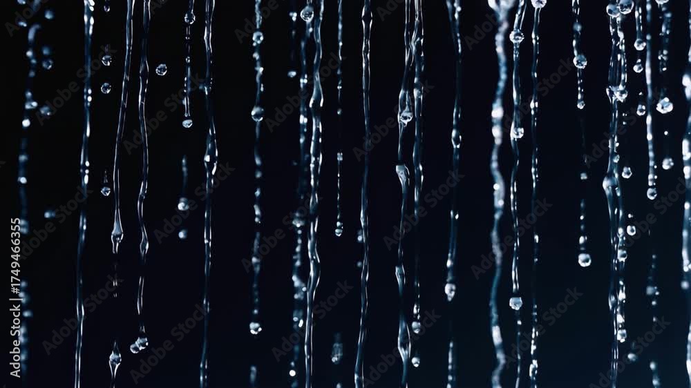 Falling Wassertropfen auf schwarzem Hintergrund – Makroaufnahme in Zeitlupe