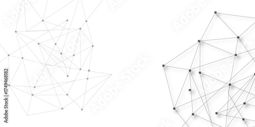 Technology abstract white digital background of connected dot with black line .many squares and rectangle shapes .Internet connection network high digital technology with connecting points and	
