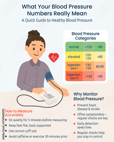 Blood pressure monitoring vector infographic