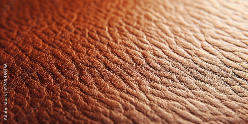 Fototapeta premium Close-Up View of Warm Brown Textured Leather Surface Ideal for Backgrounds and Designs