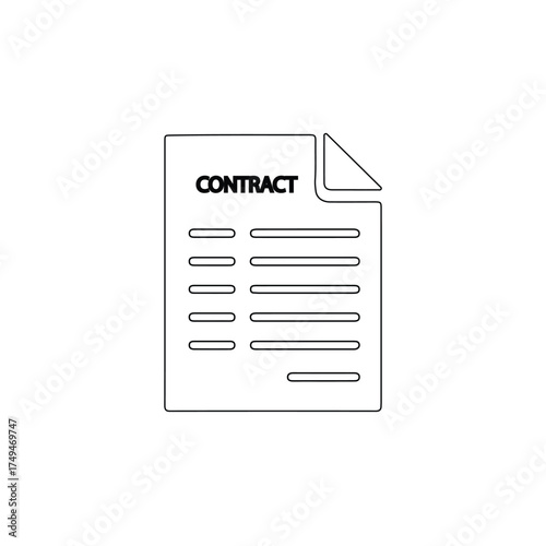 Simple line icon representing legal paper contract and agreement.