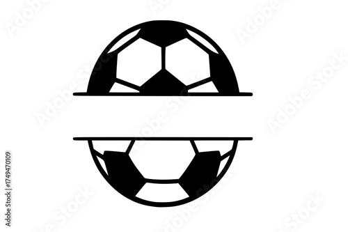 Split Soccer Ball – Symmetrical Sports Icon with Optical Illusion Effect