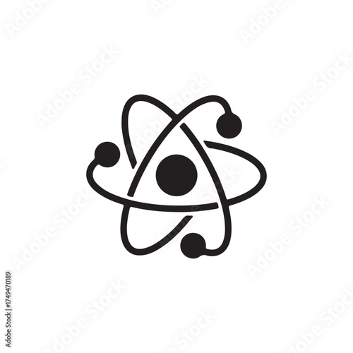 Dynamic Atom Vector Design Illustration with Electrons.