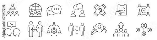 et of partnership line icon collection business