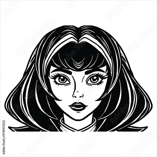 Mysterious girl with sharp gaze