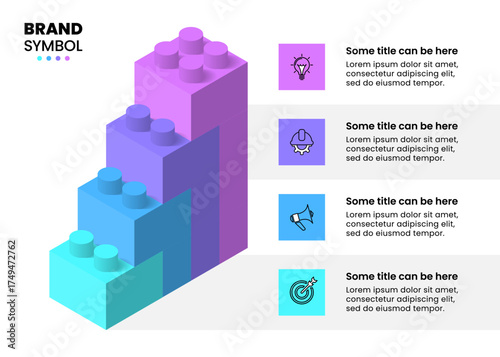 Infographic template. Building blocks with 4 steps
