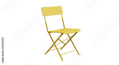 Quadro su tela Isolated Yellow Folding Chair Object, Minimalist Style Furniture for Patio or Ga