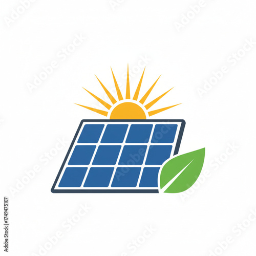 Solar Panel Energy Icon – Flat 2D Vector Illustration