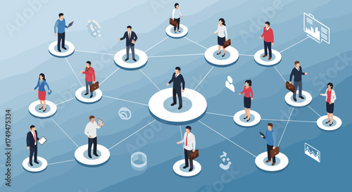 Visualizing a diverse network of people connected through digital communication and business growth concepts.