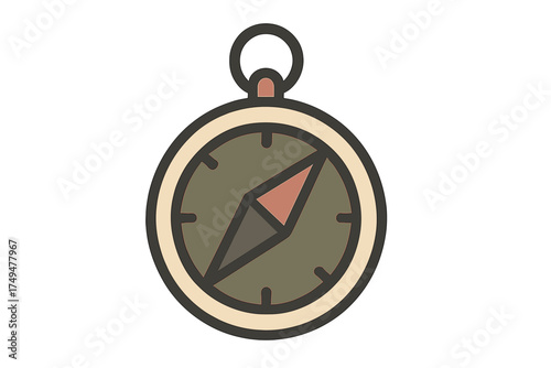 Stylized navigation compass icon in muted earth tones
